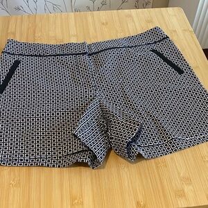 Anne Klein Black & White Geometric Bermuda Shorts